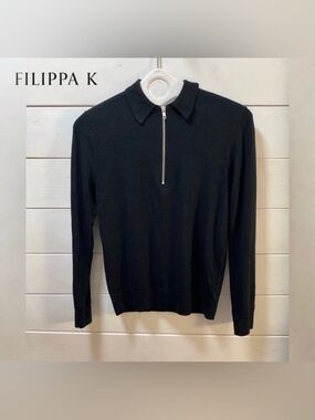 FILIPPA K – Black Half-Zip Wool Top (XS)